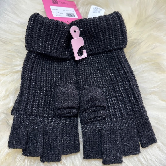 NEW Kate Spade New York Metallic Bow Pop-top Gloves Black Shimmer - Picture 2 of 5